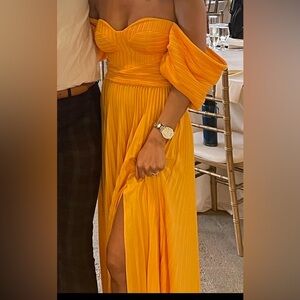 Sweetheart Neck Maxi Chiffon Dresses Orange
